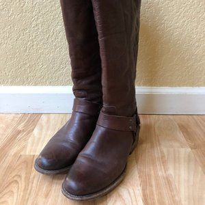 Frye Philp Harness Tall in Dark brown